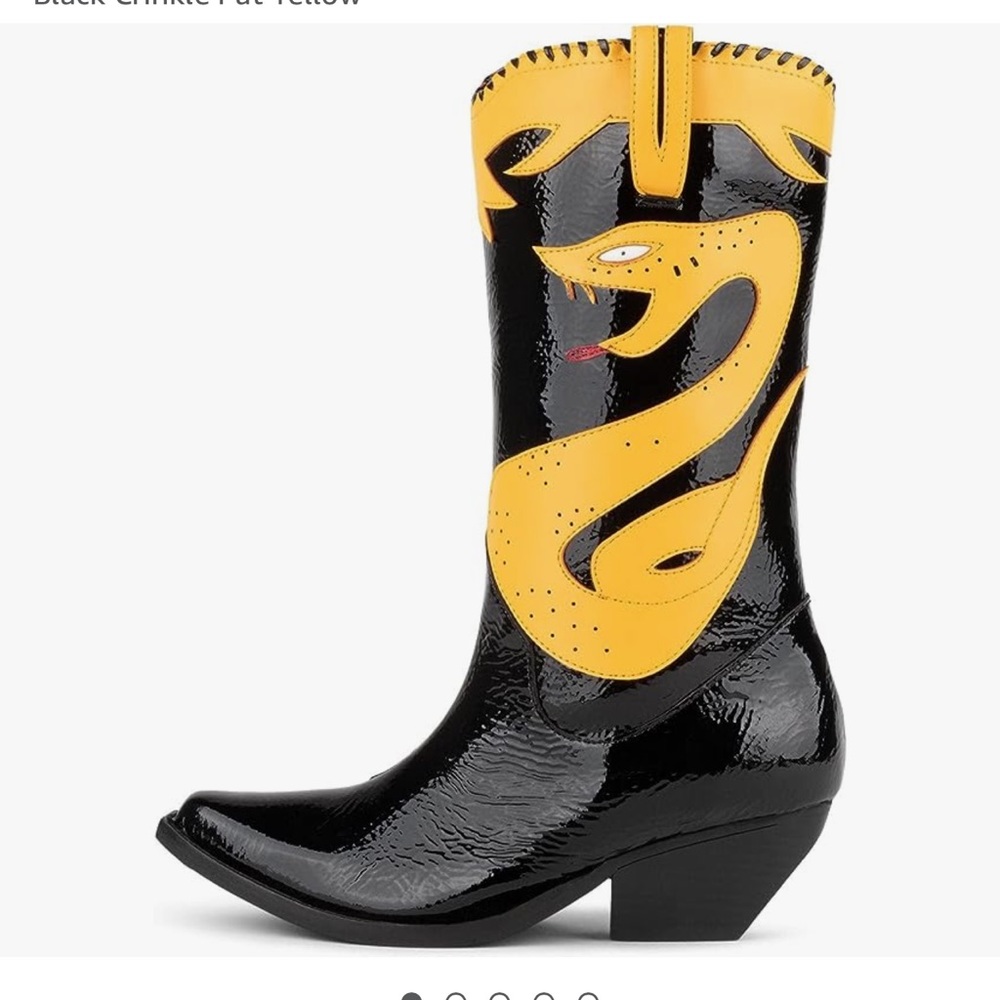 New Jeffrey Campbell Appliqué Snake Western Cowboy Boots Killer Cobra Size 8